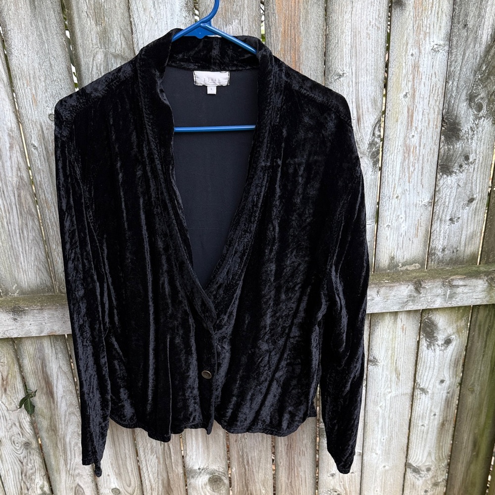 J. Jill Black Velvet Jacket blazer VTG Vintage L